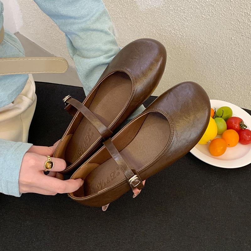 Fashion Soft Footwear Round Toe Women Ballet Flats Shoes Casual Female Shallow Fashion Buckle Strap Ladies Mary Janes Flats Shoes new