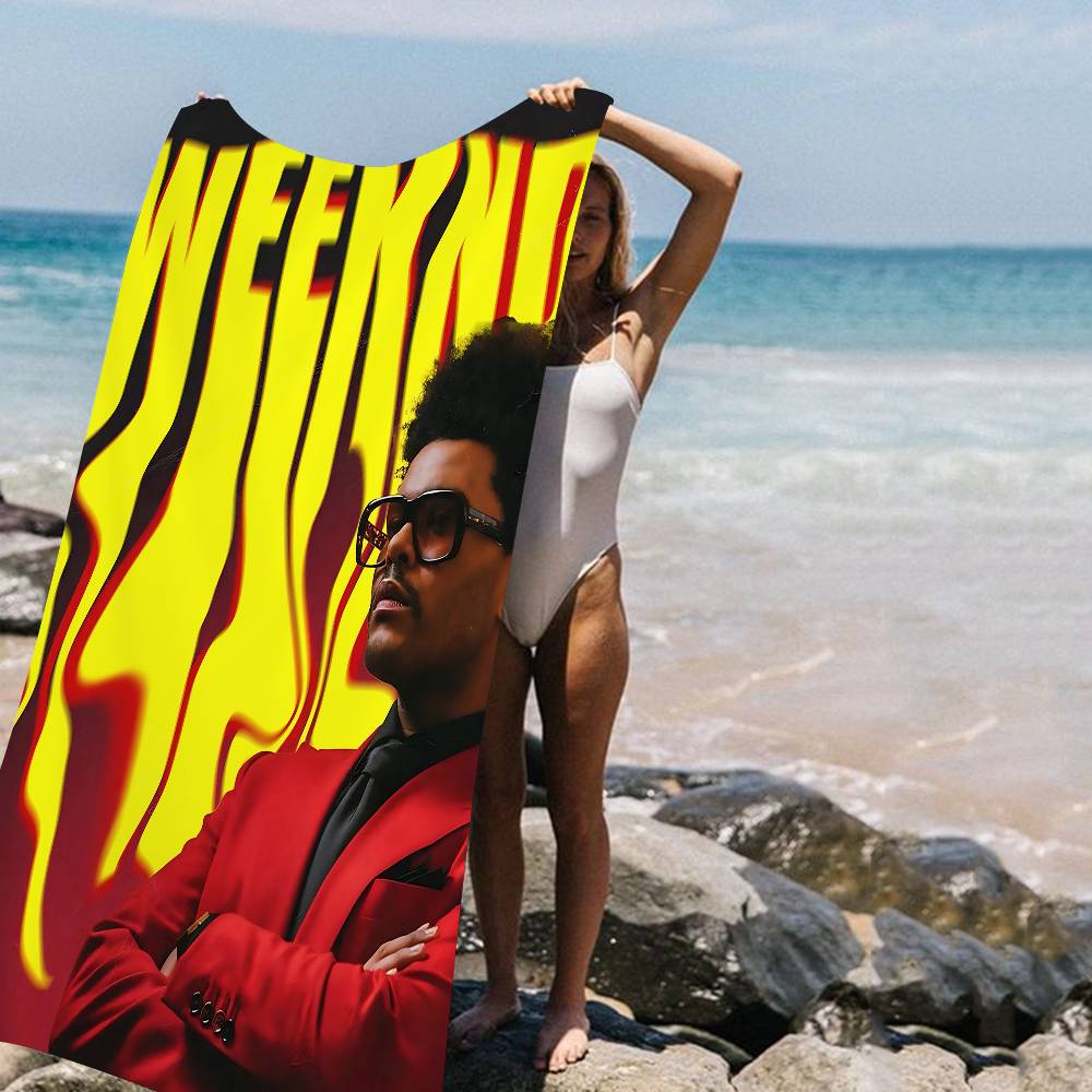 

Pop Rap Hip Hop Singer The Weeknd Microfiber Blanket Quick Drying Beach Towels Oversized Printing Super Absorbent Pool Towel W30*H60(CM)
