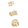 3Pcs U Shape Ear Clip Pearls and Crystals Combination Jewelry Versatile Stylish Decoration