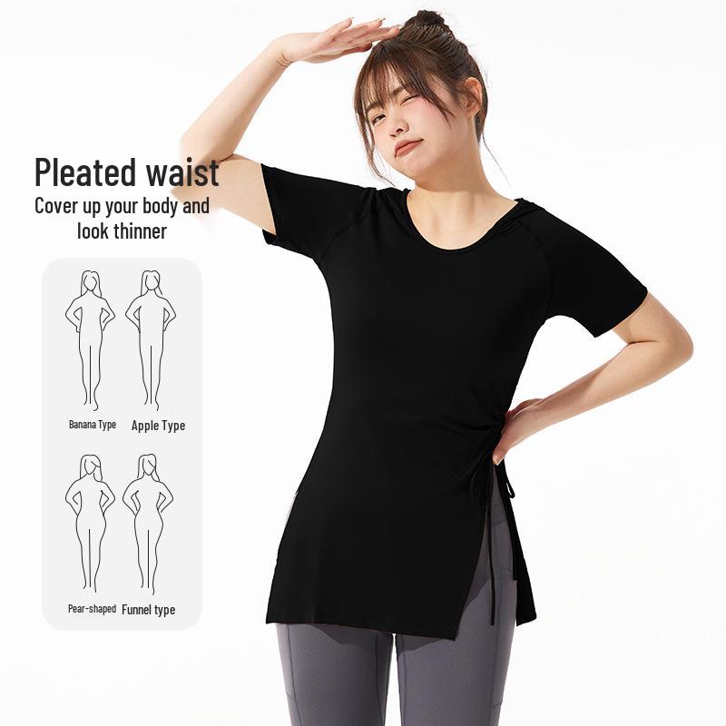 

Женский спортивный топ большого размера для похудения, быстросохнущий, с коротким рукавом, футболка для йоги и бега на лето 5XL for 200-220 Jin