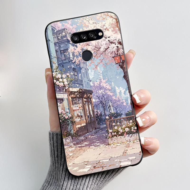 Soft Shockproof Phone Case For LG K50S Bumper Silicone Black Case New Design Viral Pattern Koi Shell Cute Colorful Cover