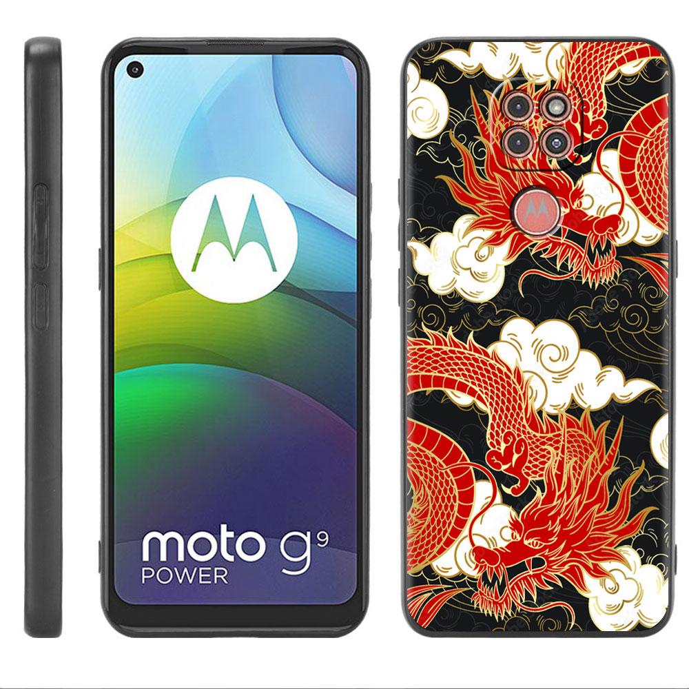 Husă Pentru Motorola G30 G60 G22 G9 Play G82 G52 G8 G9 G50 One Fusion Edge 20 Negru Moale Capas Telefon Modă Chinezesc Vintage Dragon