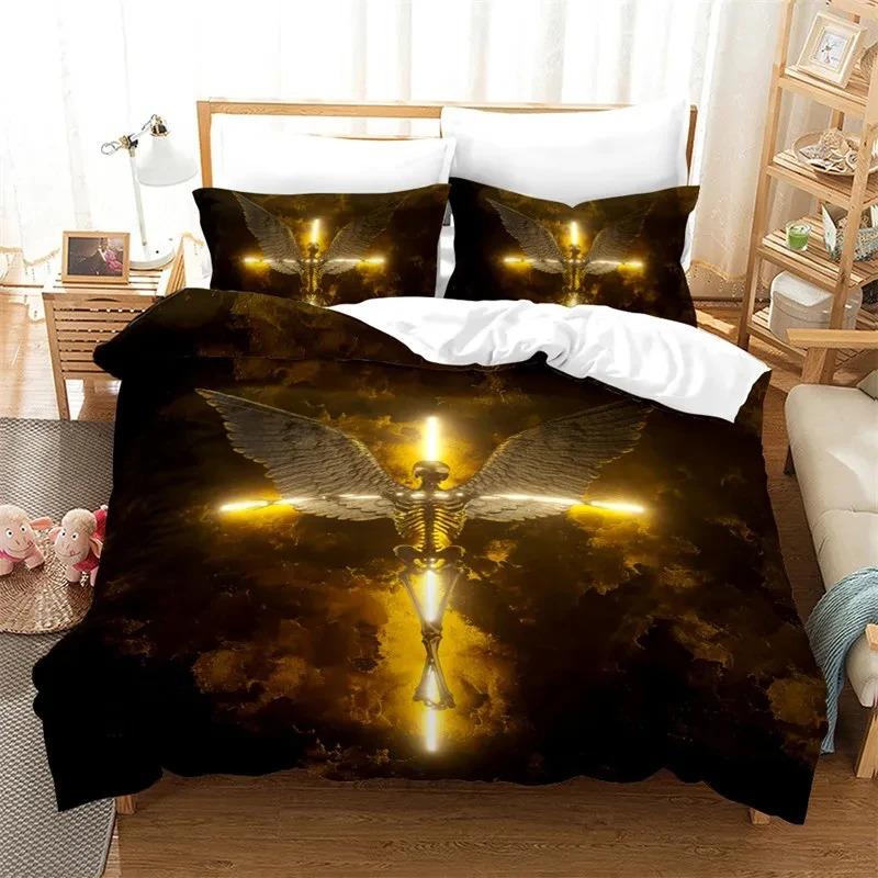Christian Cross Jesus Duvet Cover Set Faith Over Fear Bedding Set 3D All Over Religion Comforter Cover Set Quilt Cover King Size