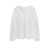 Damski biały T-shirt z dekoltem w serek, z krótkim rękawem i prostymi ramionami - Lato 2024 Wysokiej klasy wszechstronny top