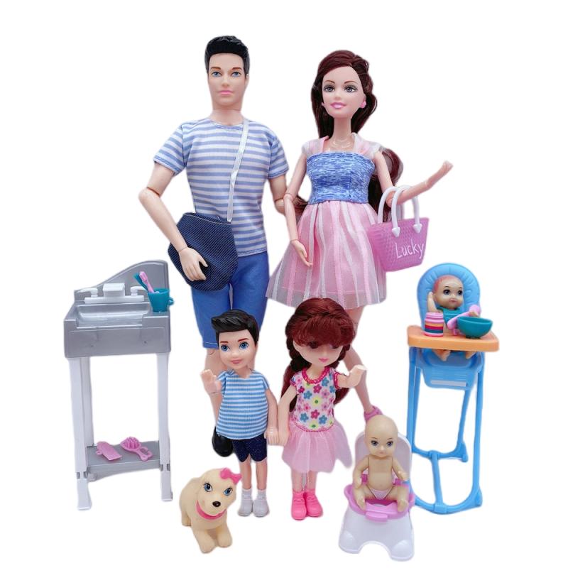 

Набір «Щаслива сім я» Вагітна мама Тато Лялька Коляска Ліжко Іграшкові аксесуари BathRoom