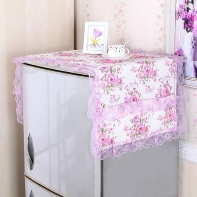 Floral Pattern Refrigerator Dust Cover Washable Protective Microwave Oven Cover with Storage Pocket Dustproof Dust Protector