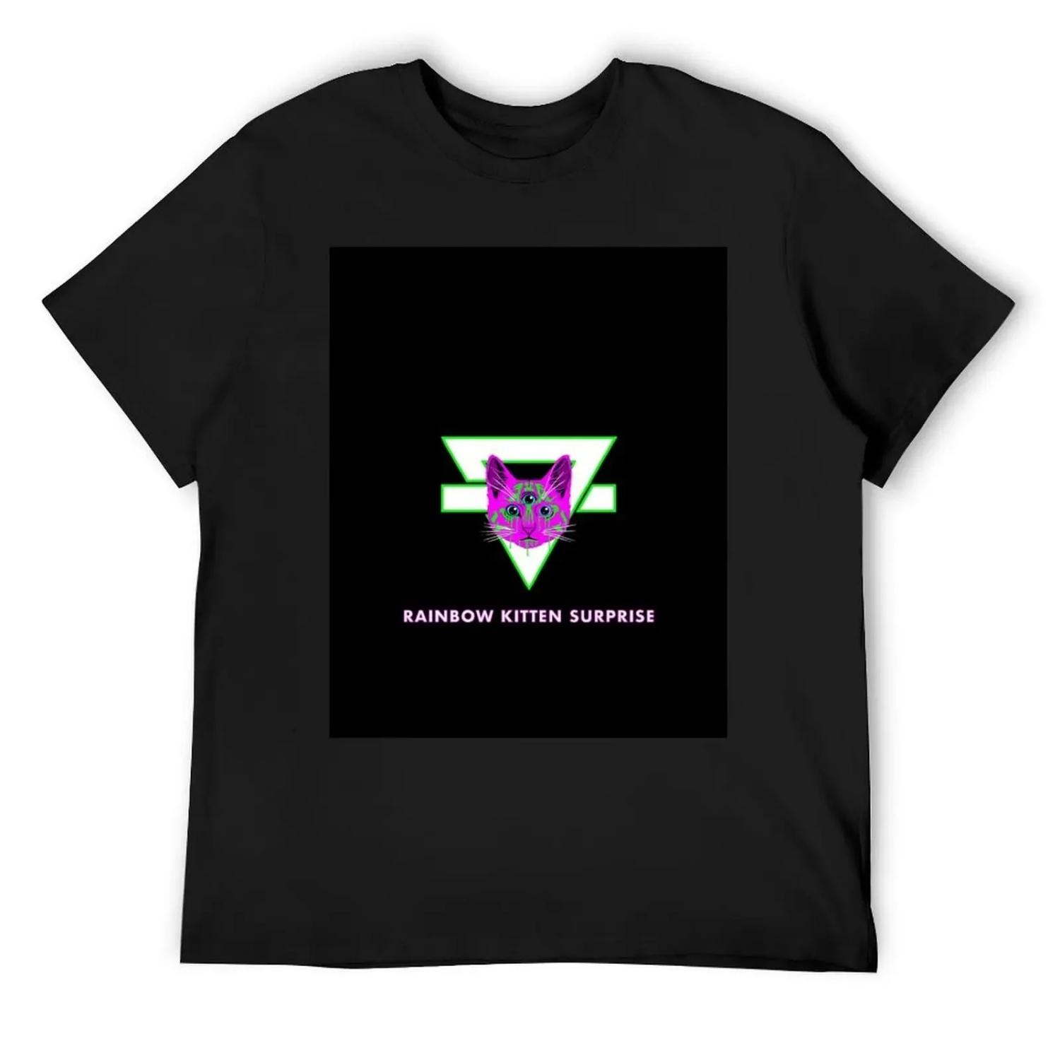 Rainbow Kitten Surprise T-Shirt vintage anime summer shirt black t shirts for men S