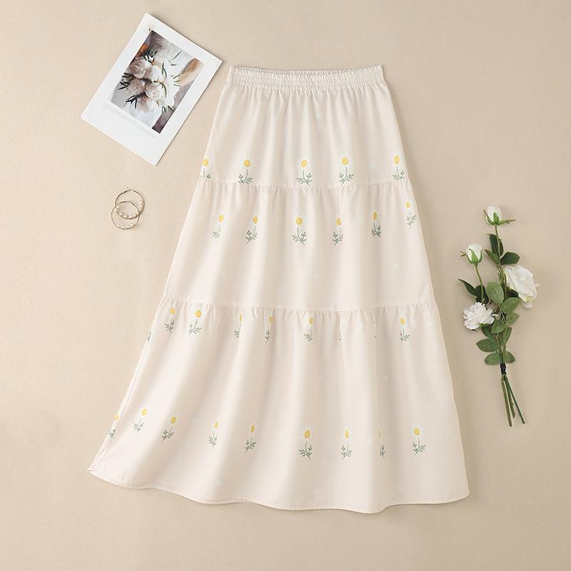 ZANZEA Women Casual Elastic Waist Loose Floral Print Skirts