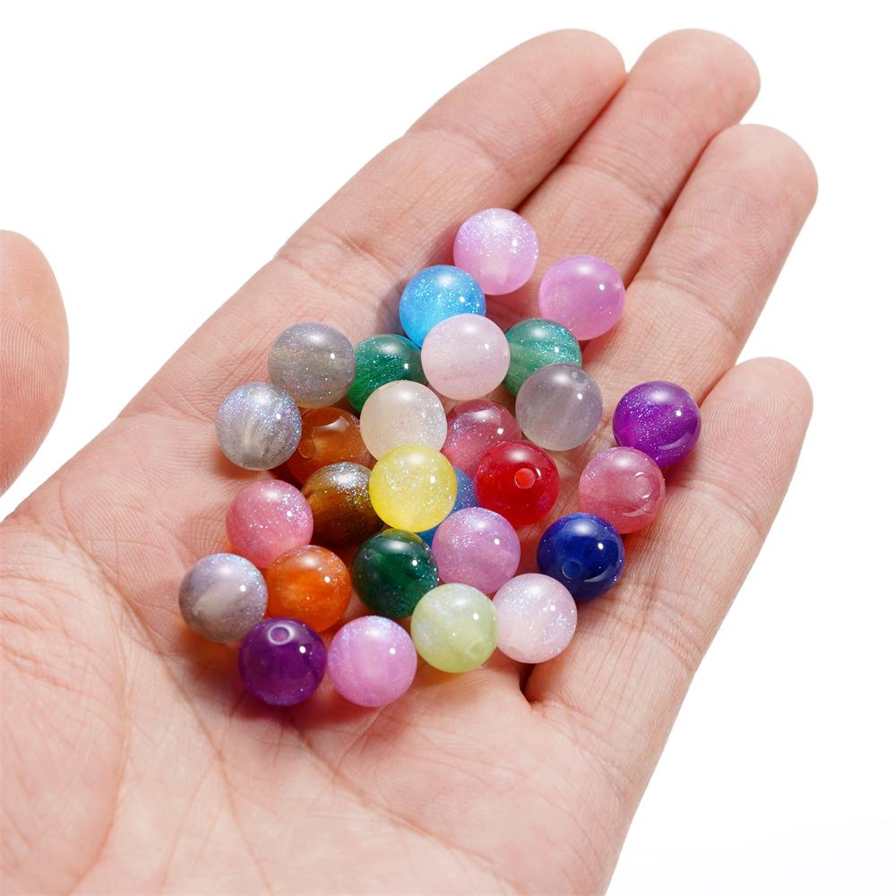 10pcs/lot 10mm Colorful Resin Round Bead Charm Spacer Loose Beads for DIY Handmade Necklace Jewelry Making Findings Accessories