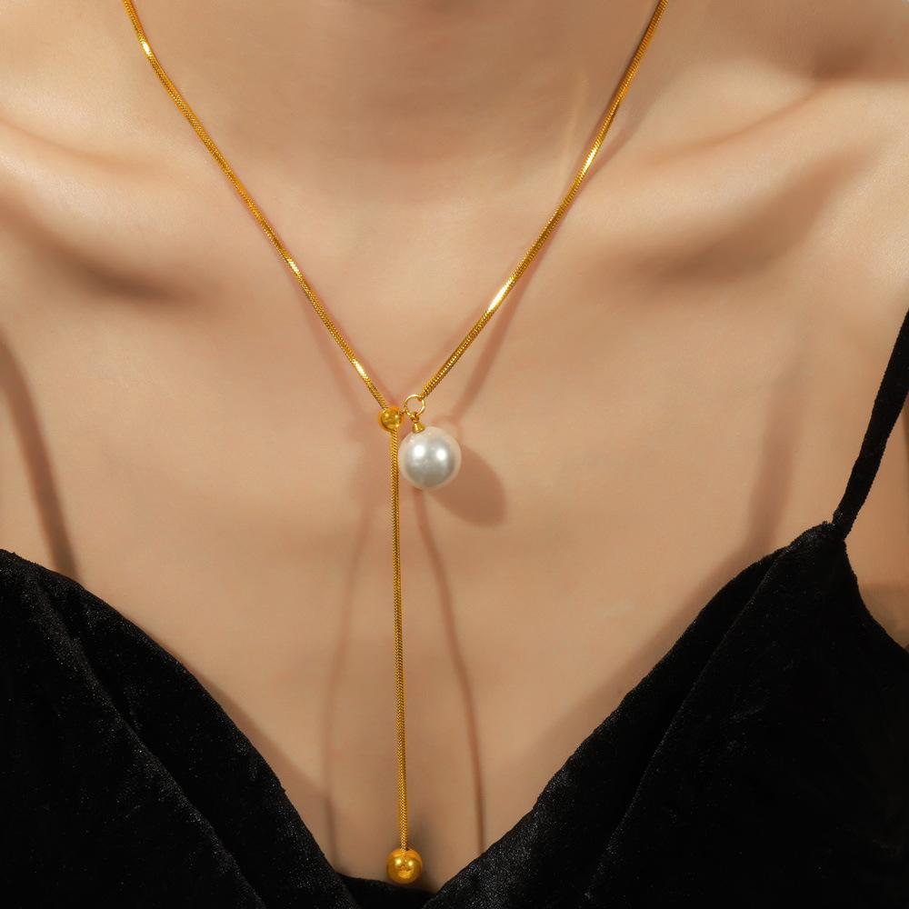 Waterproof Hypoallergenic Stainless Steel Non-tarnish Minimalist French Ins Cold Wind Personalized Simple Jewelry Bead Pendant
