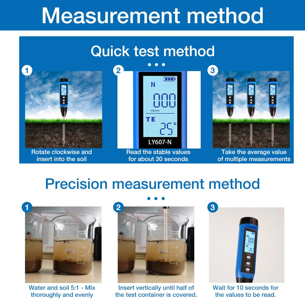 LY607 Soil NPK Tester LCD Backlight Soil Detector Nitrogen/Phosphorus/Potassium Analyzer Meter NPK Analyser for Greenhouse