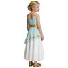 Kids Girls Ancient Greek Costume Color Blocked Layered Robe Sleeveless Side Invisible Zipper Metallic Trim Dress for Halloween Role Play Party