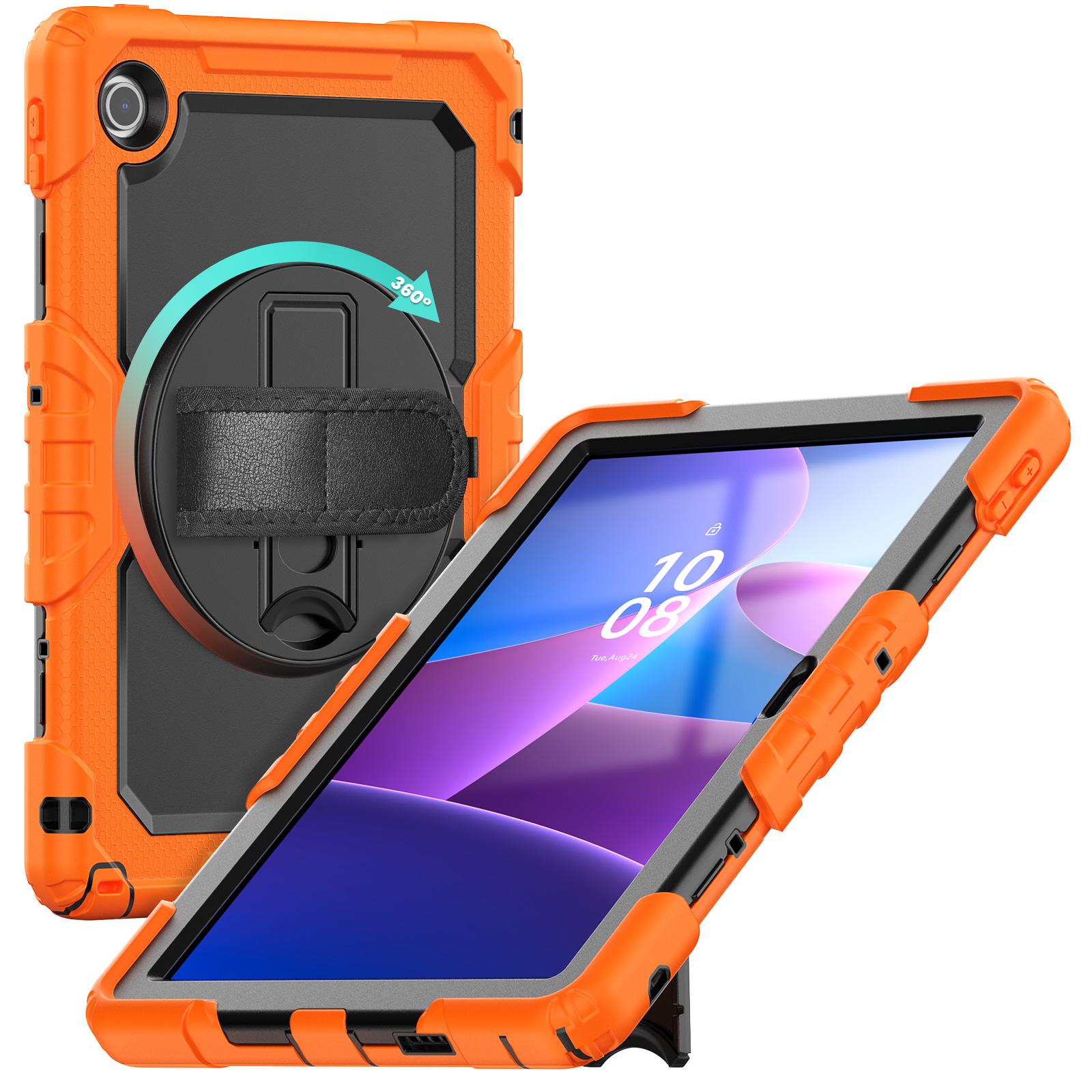 

Для Lenovo Tab 10.1 (2025) Чохол для TB-311XU/Tab TB311FU PC+Силіконовий Чохол для Планшета з ПЕТ Захисною Плівкою від Подряпин та Плечовим Ремінцем Rose