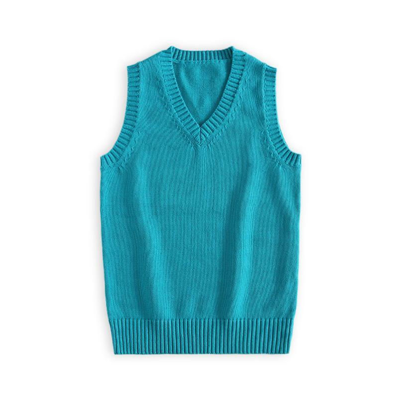 Women Knitting Vest V-Neck Sleeveless Ribbed Trim Solid Color Vest Tops Autumn Winter
