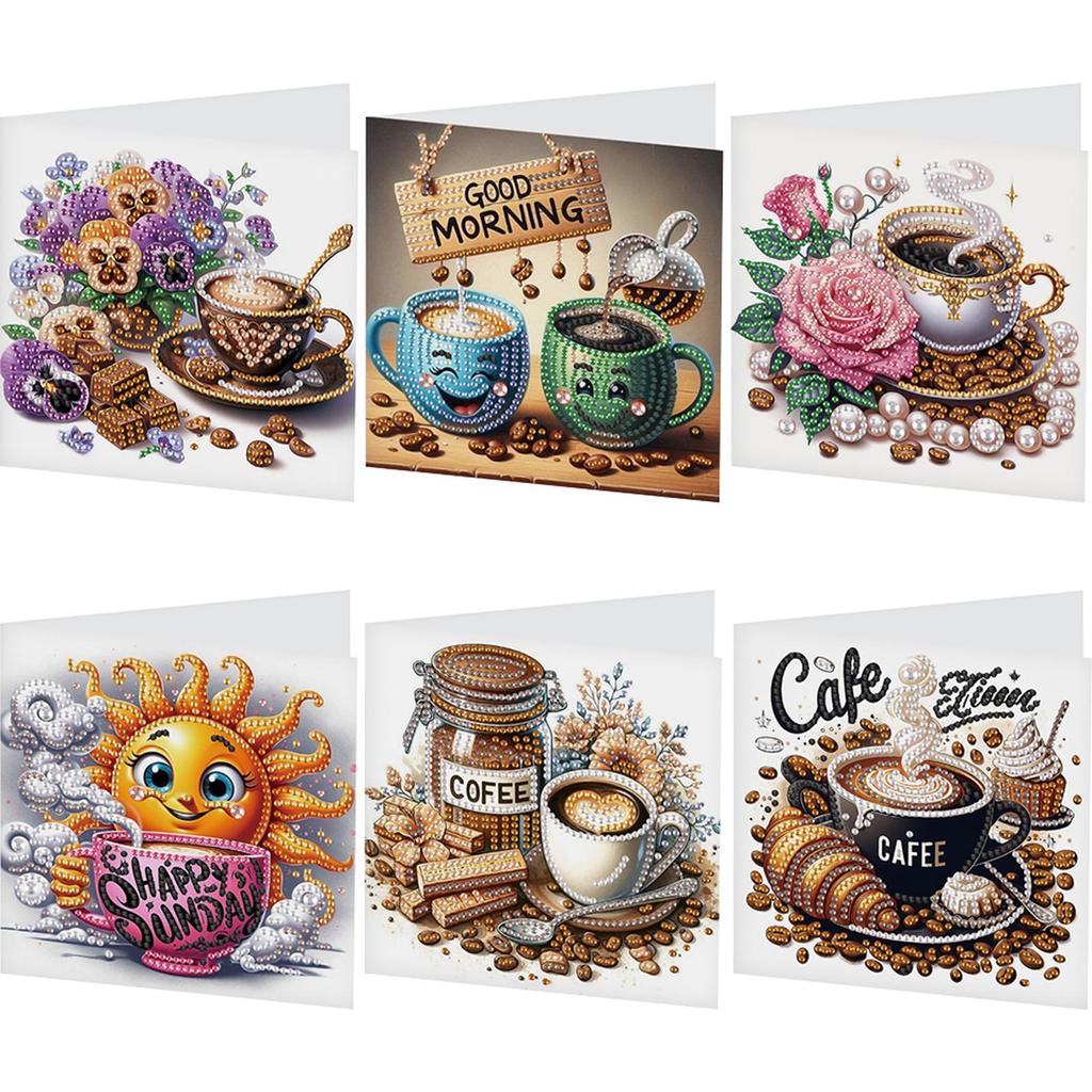12PCS DIY Diamond Painting Greeting Card Set Rhinestone Diamond Art Mosaic Postcards Creative Birthday & Thanksgiving Card Kit