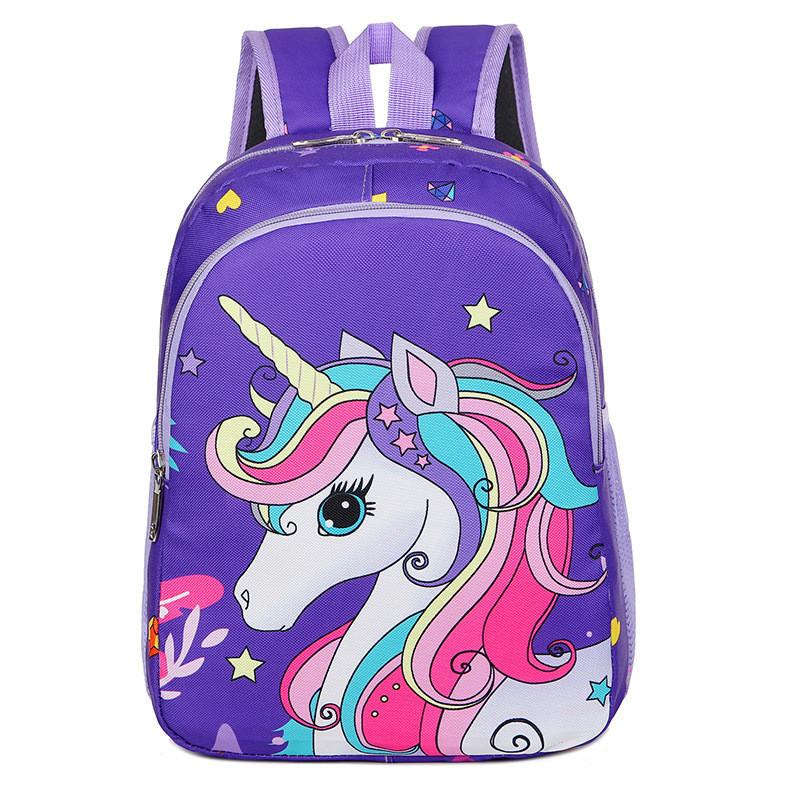 Cute Cartoon Unicorn School Bag For Children Spacious Lightweight Nylon Material