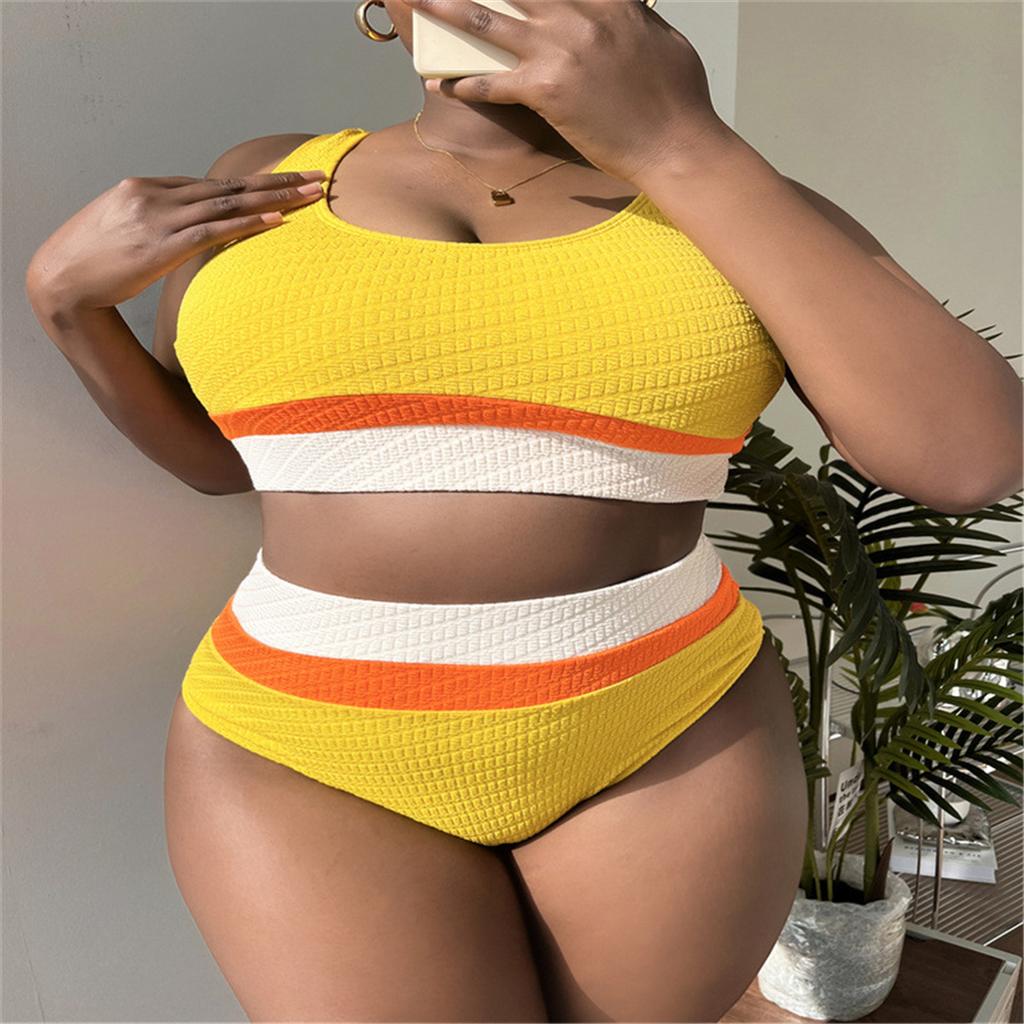 0XL - 4XL Splicing Bikini Large Size Swimwear Plus Size Women Swimsuit Female Two-pieces Bikini set Bather Bathing Suit