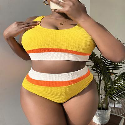 0XL - 4XL Bikini a Patchwork Taglie Grandi Costumi da Bagno Taglie Forti Costumi da Bagno Donna Bikini Due Pezzi Set Bather Costume da Bagno