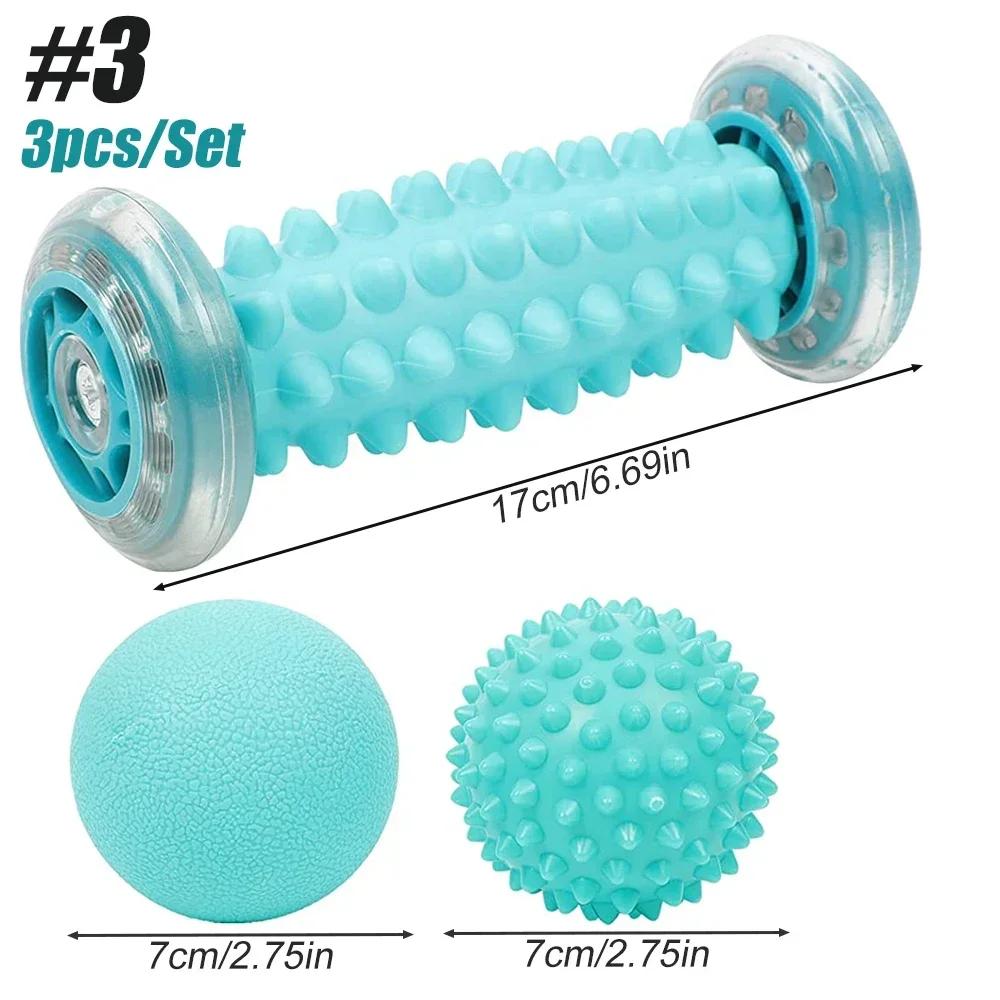 Massage Ball & Foot Roller, Spiky Ball, Lacrosse Ball Massage Roller, Relieve Plantar Fasciitis, Deep & Superficial Muscle Pain