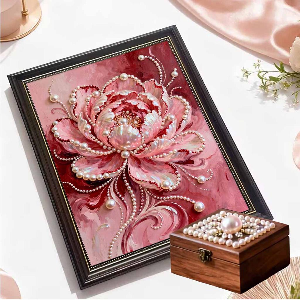 Crystal Pearl Painting 5D DIY Frame Decoration Painting Attractive Flowers Home Wall Decoration Transparent Pearl Gemstone Painting Picture Art Crafts