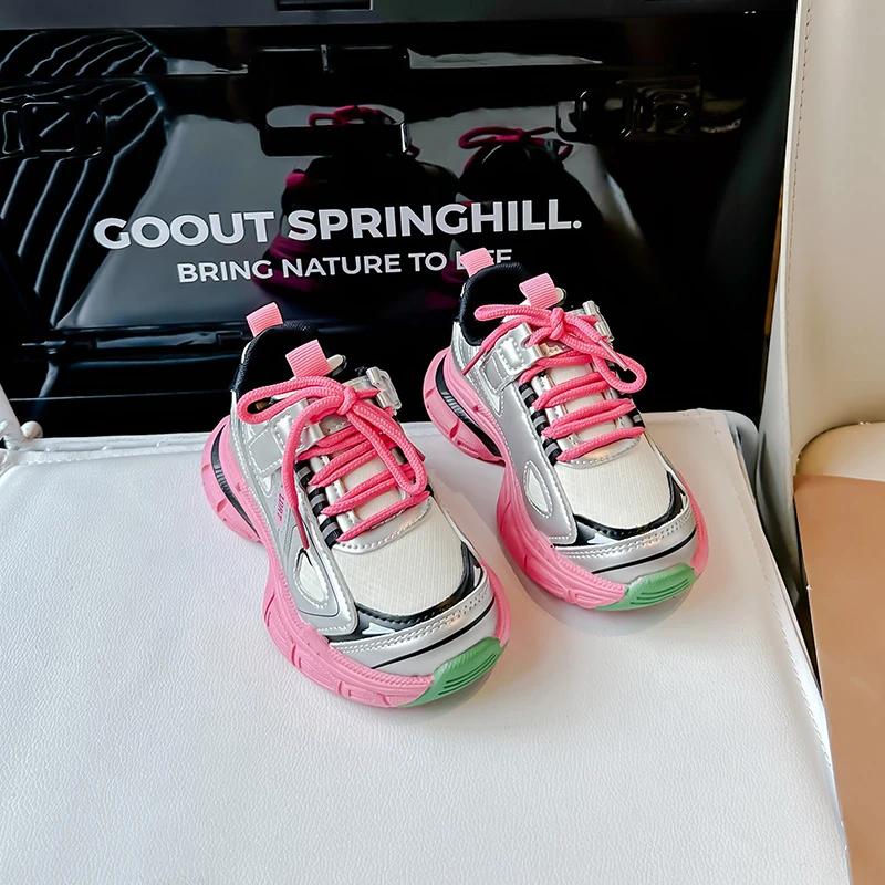 2024 Children Fashion Sneakers for Girls Boy Autumn New Korean Style Soft Thick Sole Anti-slippery Versatile Casual Sports Shoes