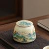 Chinese Ceramic Candy Jar Landscape Flower Decoration Jar Portable Tea Box Vintage Nut Coffee Bean Medicinal Herb Storage Bottle