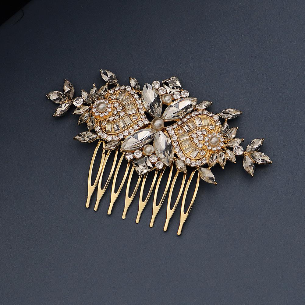 Tiară clasică de mireasă aliaj stras pieptene de păr de lux banchet nuntă accesorii păr coc pieptene de păr coc pentru femei