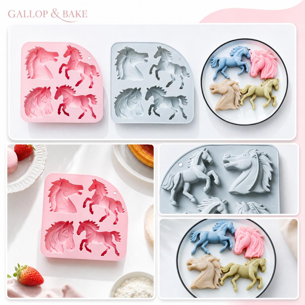 Silicone Mold Horse Shape Candy Chocolate Ice Cube Cake Baking Mold Flexible Nonstick Mold for Homemade Sweets and Desserts