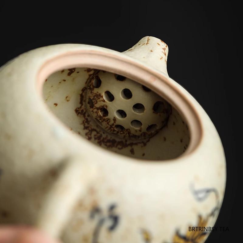 Chinese Traditional Ceramic Teapot Ball Hole Filter Handmade Flowers Xishi Tea Pot Beauty Tea Infuser Kettle Teaware 170ml