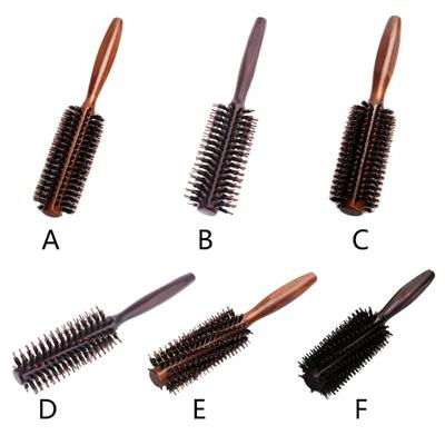 6 Tipi Pettine per Capelli Twill Dritto Setola di Cinghiale Naturale Spazzola Rotante Barile Rotondo Asciugatura Arricciatura Fai da Te Strumento per Parrucchiere Styling