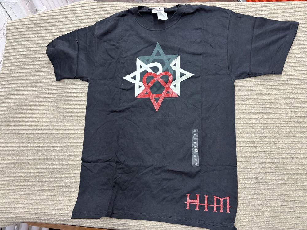 Винтажная футболка HIM Мужская Средняя Черная 2003 Heartagram Футболка Группы Рок Метал 00-е Унисекс Футболка S