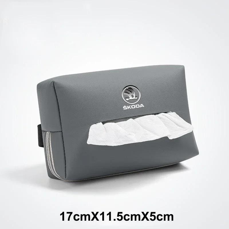 Leather Car Seat Back Tissue Box Storge Bag for Skoda Fabia 1 2 Octavia A7 RS Superb Rapid Yeti Karoq Vision Roomster Interior