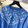 Vintage Bohemian Long Dress for Women A-line Embroidery Lace-up O Neck Lantern Sleeve Holiday Autumn Vestidos