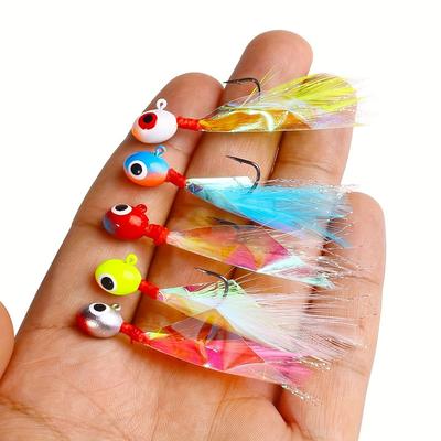20 Teile/schachtel 0,85g/1,75g/3,5g Sparkle Angeln Lockt Haken Kopf Jig Plume Köpfe Köder Angeln Werkzeuge