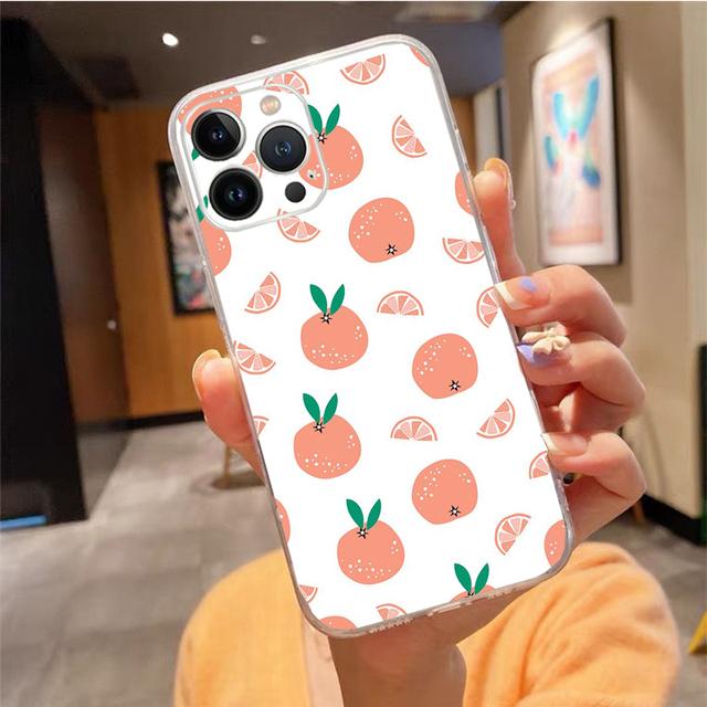 

Чехол для телефона для Iphone 14 Pro Max 13 12 11 Pro Max Xs Xr X 12mini 7 8 Plus Se Peach Orange Fruit Эстетический чехол Funda iPhone 11