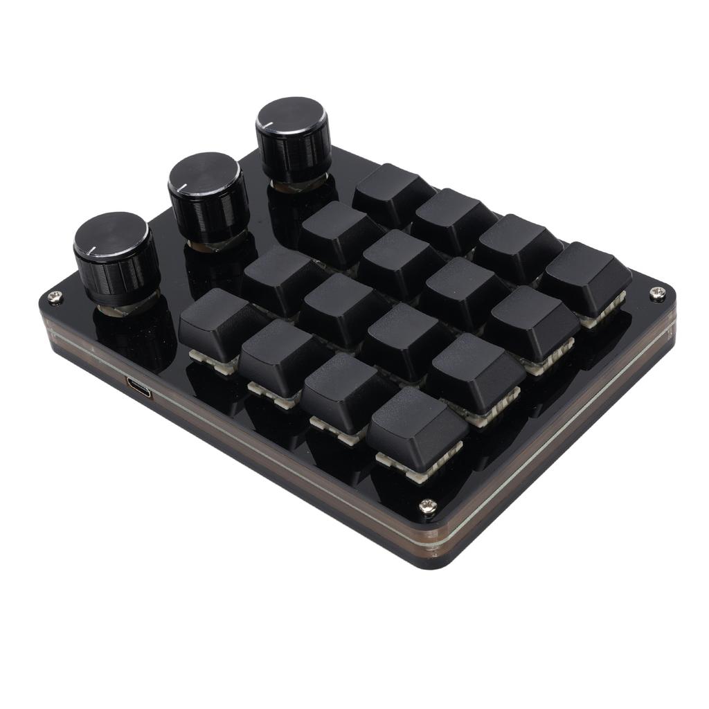 16 Tasten 3 Drehknöpfe Tastatur Benutzerdefinierbares Makro Programmierbares Tastenfeld Hot-Swap-fähig Blauer Schalter Mechanisches Tastenfeld