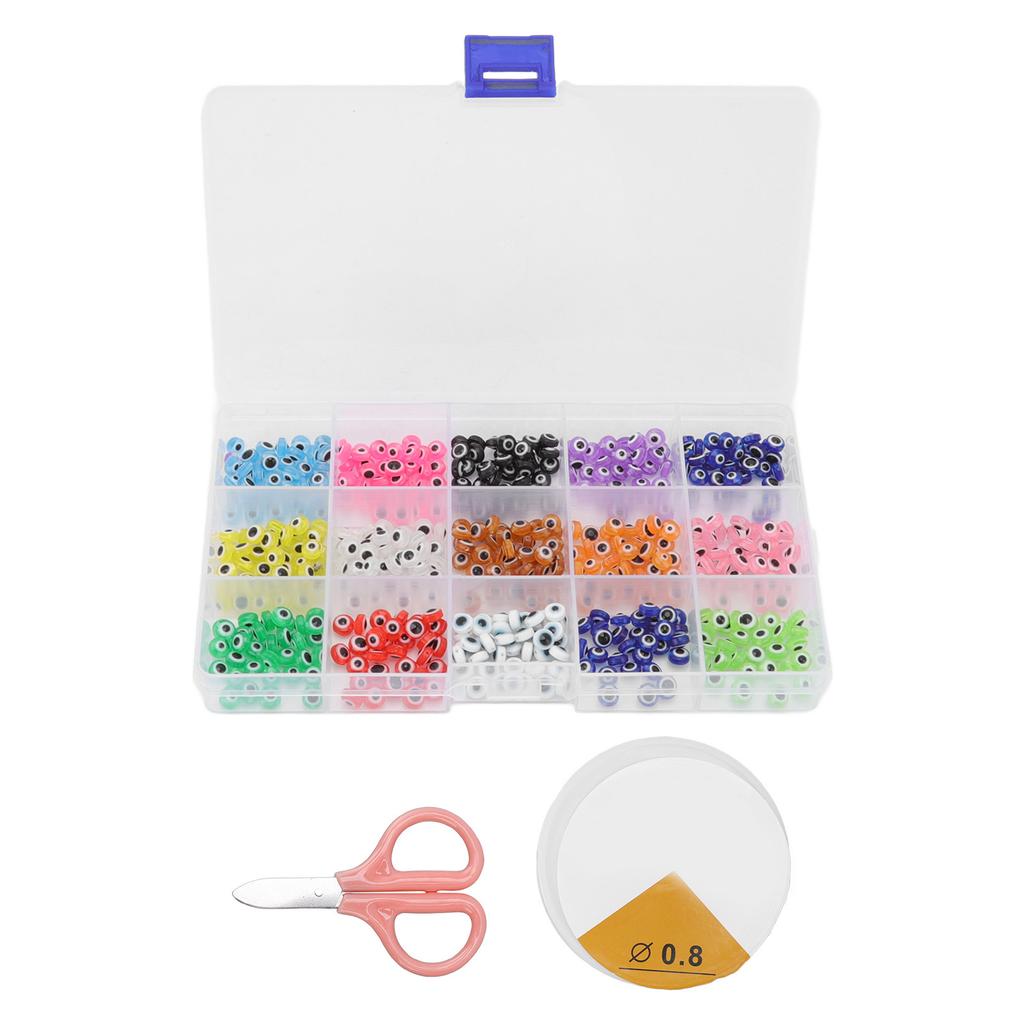 Evil Eye Beads 15 Grids Boxed Resin Material DIY Making Different Colors Beads Craft Accessories for Bracelets