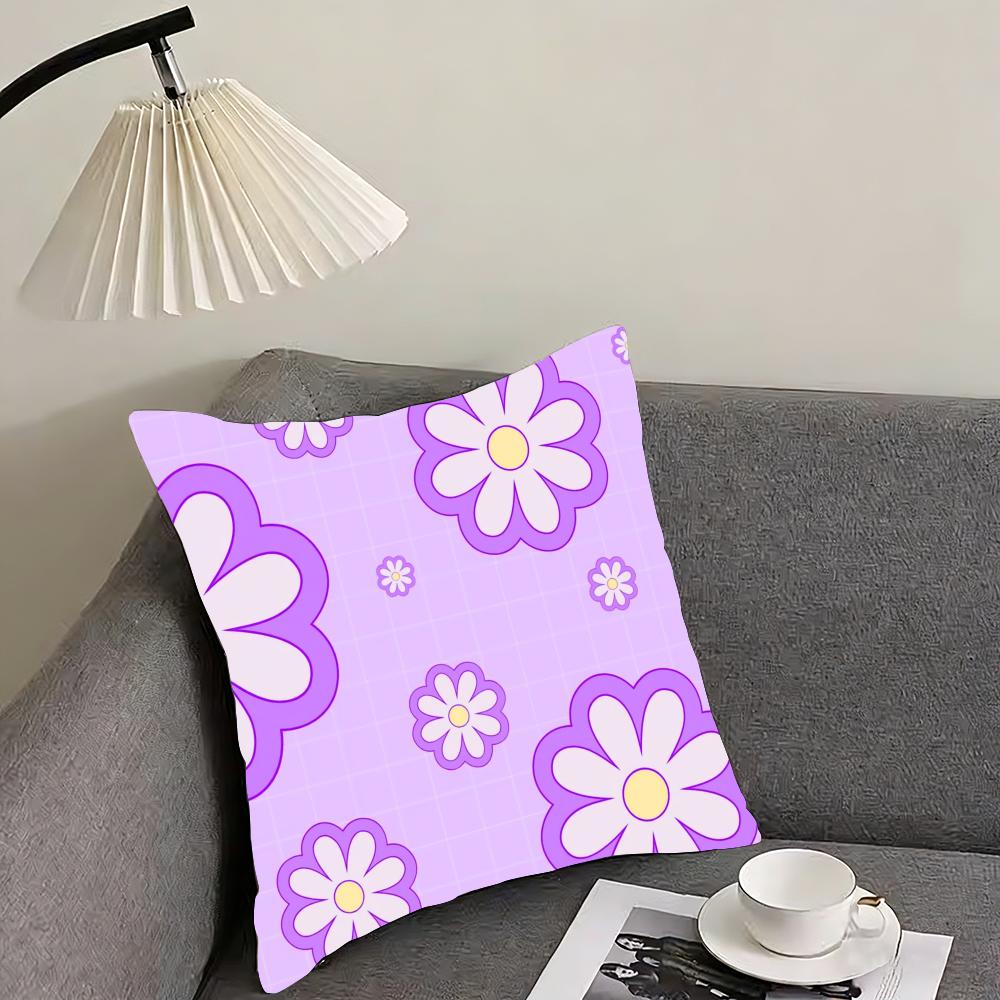 

Romantic Daisy Print Spring Cushion Cover Reversible Plush Pillow Cover – For car, sofa, bedroom, perfect as a gift. 12x12Inch