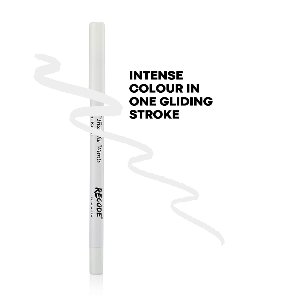 Recode White Kohl Kajal Pencil All That She Wants Eye Pencil With Long Lasting, Waterproof & Smudgeproof, Travel-Friendly & Easy To Carry, 1.2gm