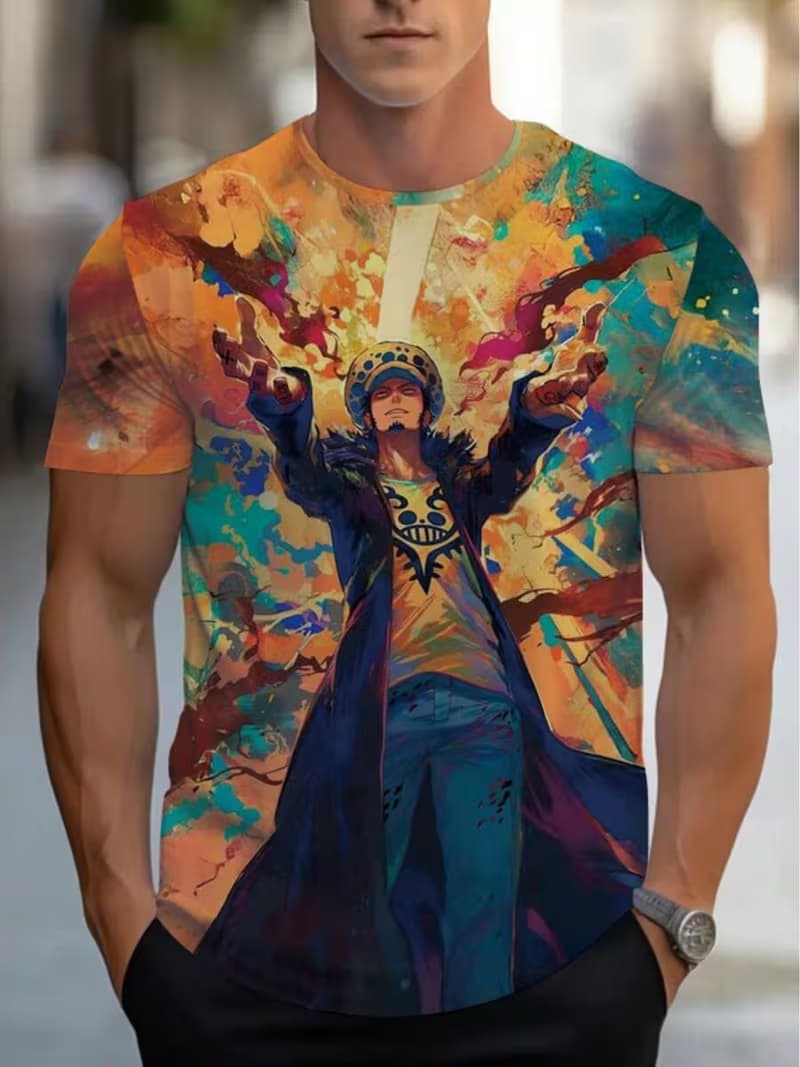 

Men s Retro 3D Graphic Print T-Shirt - Perfect for Daily Wear and Vacation S