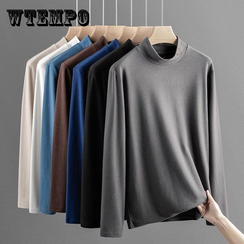 

Мужская нижняя рубашка с полувысоким воротником, двусторонняя флисовая теплая футболка с осенне-зимней футболкой с длинными рукавами