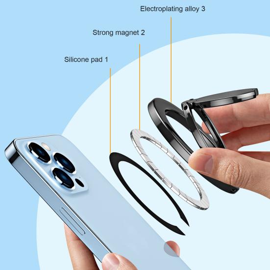 Magnetic Phone Ring Holder Stand Zinc Alloy Finger Grip Kickstand for IPhone