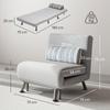 Single Sofa Bed, 1 Person Sleeper Foldable Lounge with Pillow, Light Grey