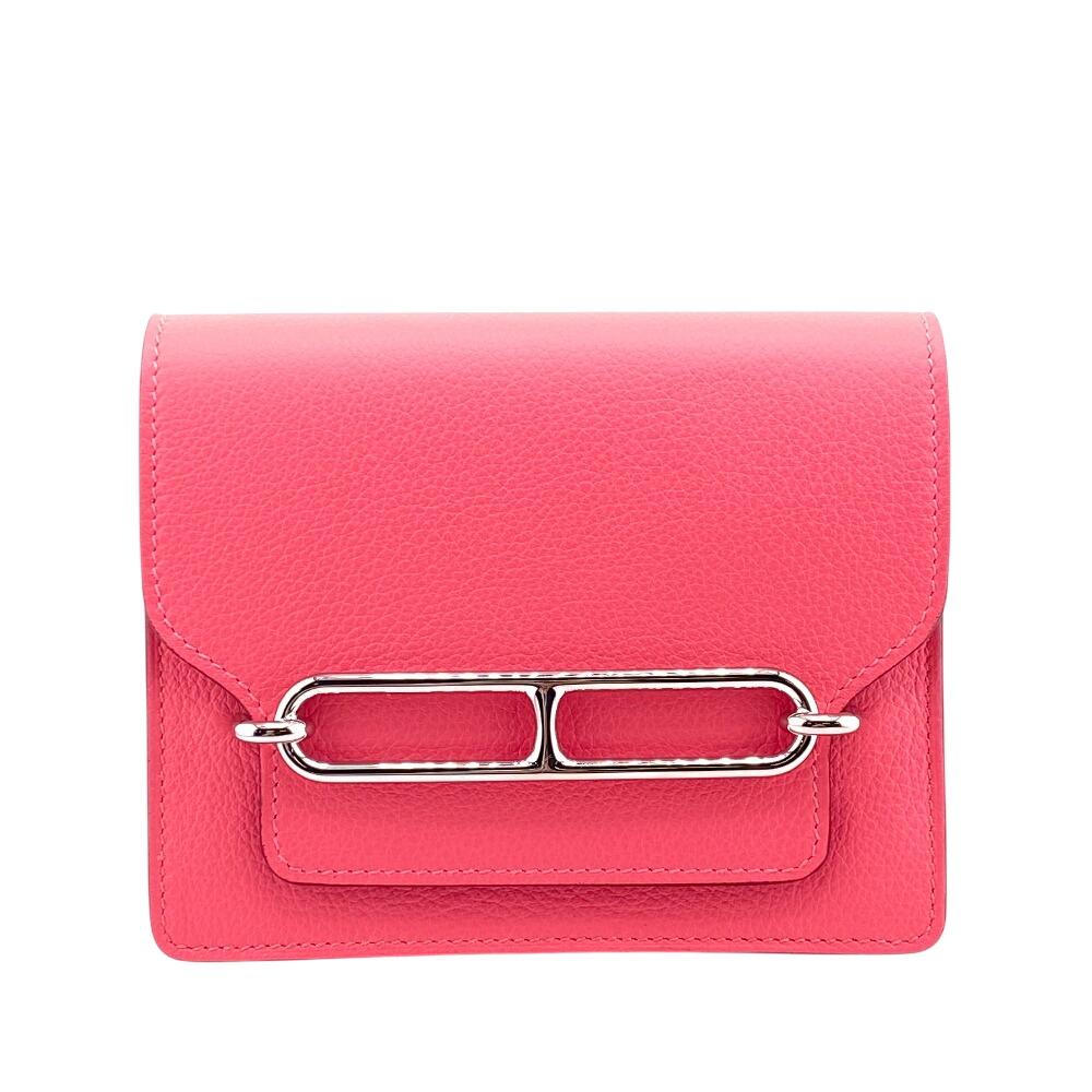 

HERMES leather leather Lawris Slim Wallet Bifold Wallet pink leather Women Used