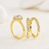 Huitan 3Pcs Set Rings for Women Gold Color Luxury Wedding Accessory Trendy Proposal Engagement Rings High-quality Female