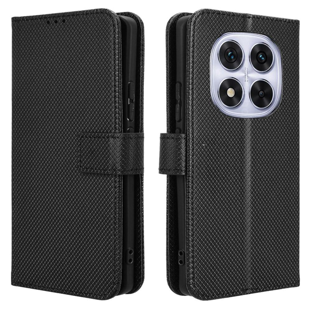 

Для Xiaomi Redmi Note 14 Pro+ 5G/Note 14 Pro 5G/Poco X7 5G Чохол PU Шкіра Діамантова Текстура Гаманець Чохол для Телефону Black