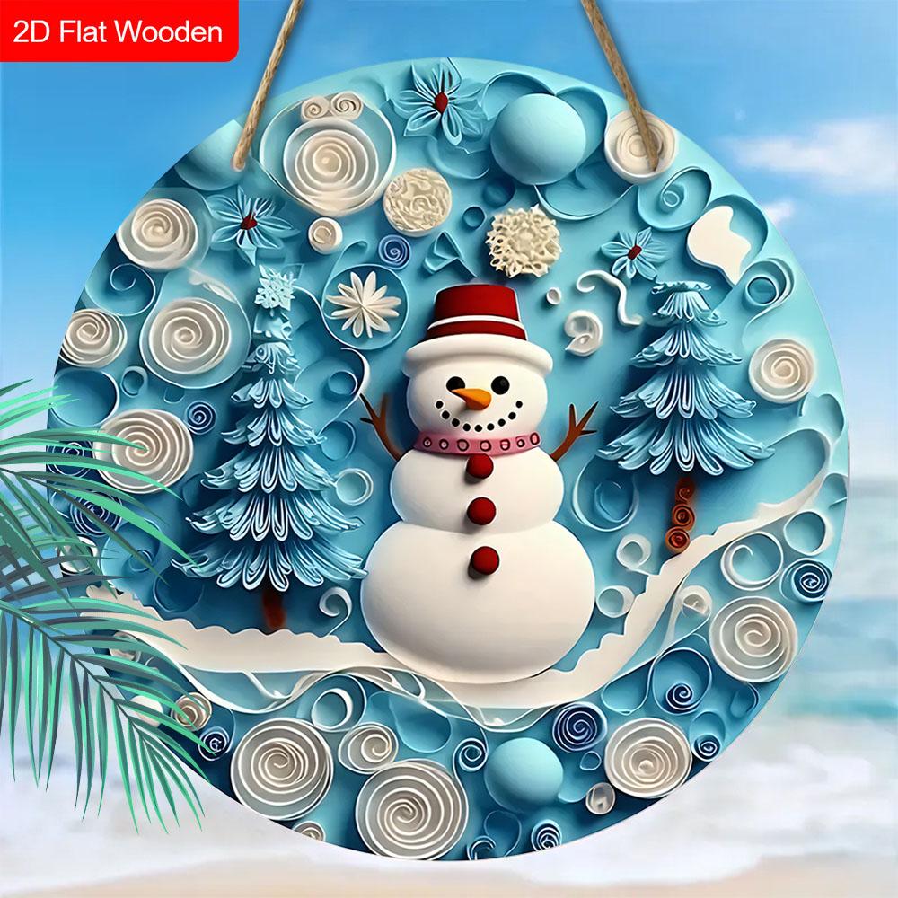 Christmas Snowman Wooden Sign - Christmas Wreath Sign Yard Door Wall Hanging Decor Ideal Christmas Gifts Christmas Decoration