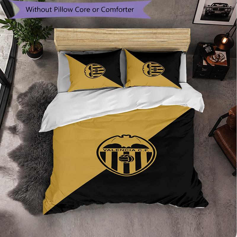 Valencia FC Themed Bedding 3Pcs Duvet Cover Set Decorative Bed Linen For Teen Room Home Decoration