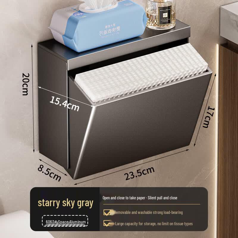 GOWKE Wall-Mounted Bathroom Tissue Holder with Storage