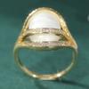 Vintage Gold Color Oval Inlaid Imitation Pearl Women's Ring Daily Wear Party Jewelry